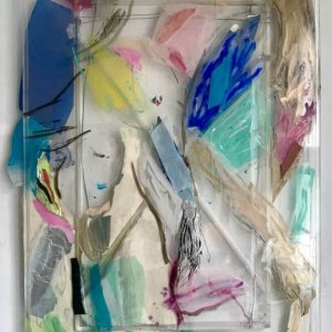 Holding/Falling, 2020, 140 x 96,mixed media on and behind perspex