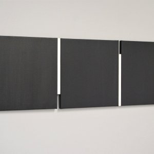 Shifts black/white, 2020, oil on wood and canvas, 40x123.6cm